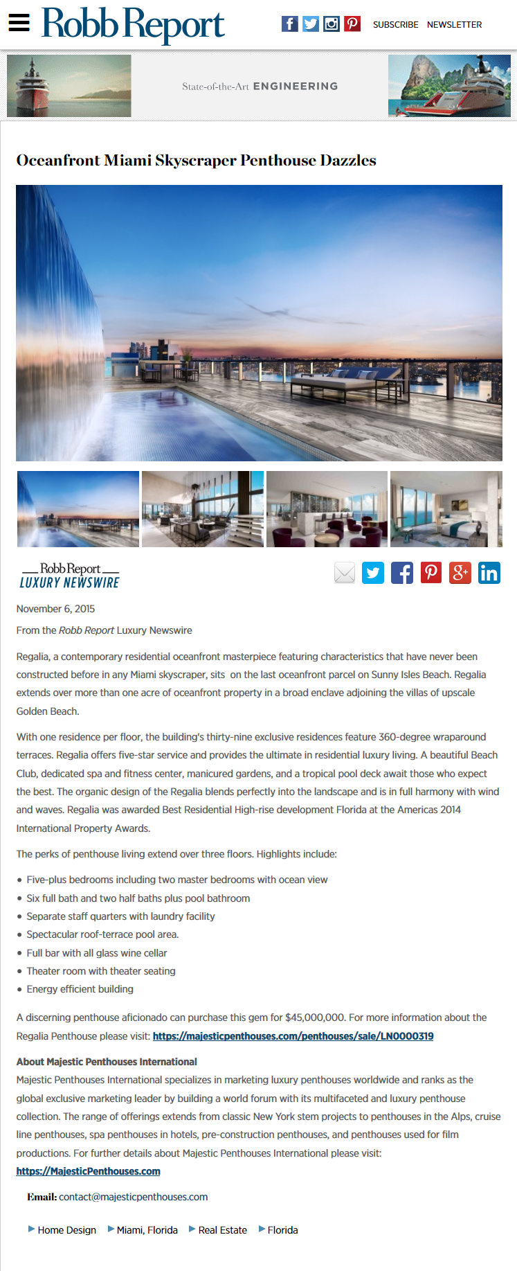 Majestic Penthouses welcomes the Regalia Penthouse Masterpiece