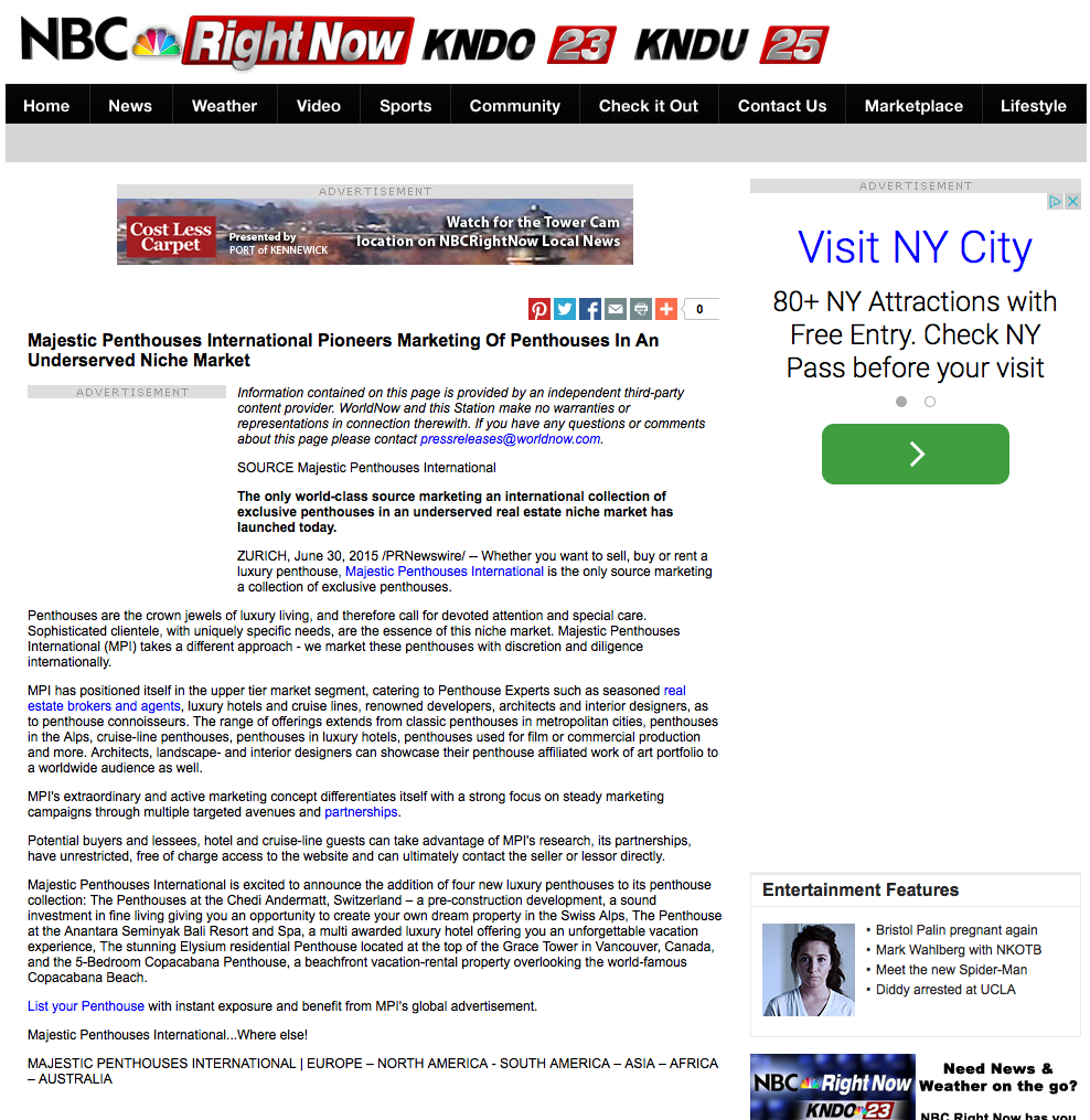 FOX NEWS announces the global launch of Majestic Penthouses International